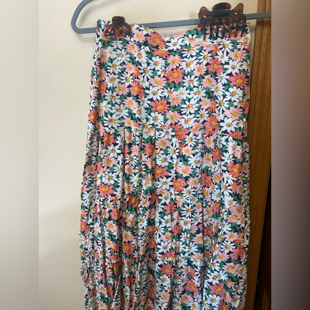 Floral High Low Skirt